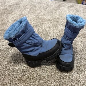 Cozy Blue and Black Kids Snow Boots